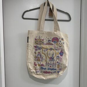 Disney Cream Tote Bag with Colorful Magic Kingdom Design